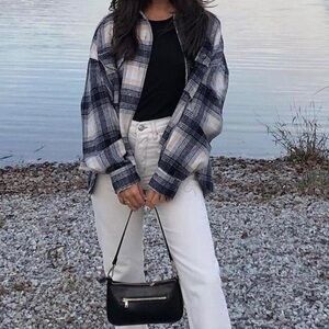 Black and Cream Plaid Jacket